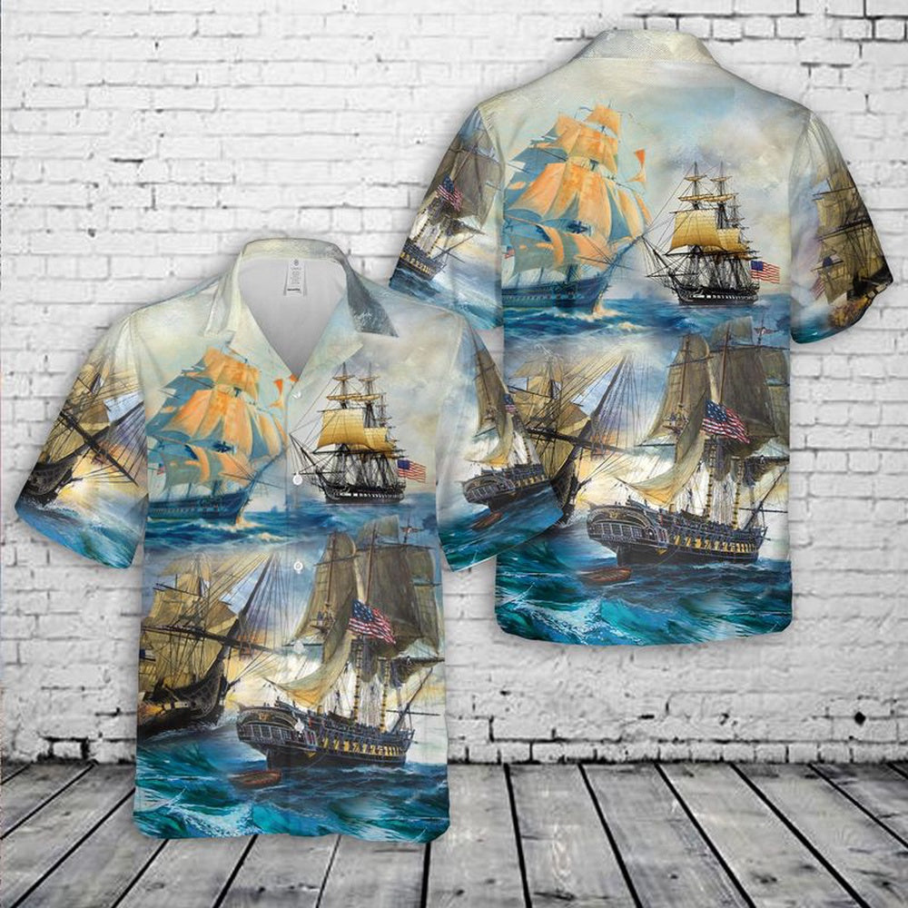 Us Navy Hawaiian Shirt, US Navy USS Constitution Hawaiian Shirt, Military Hawaiian Shirt