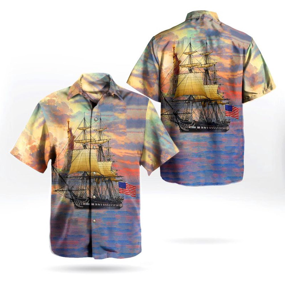 Us Navy Hawaiian Shirt, US Navy USS Constitution Independence Day Hawaiian Shirt, Military Hawaiian Shirt