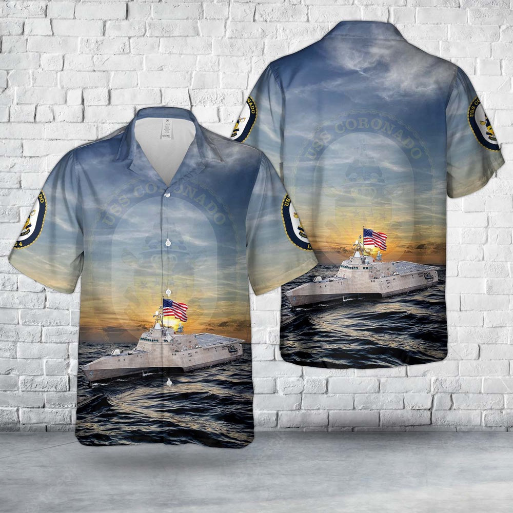 Us Navy Hawaiian Shirt, US Navy USS Coronado (LCS-4) Hawaiian Shirt, Military Hawaiian Shirt