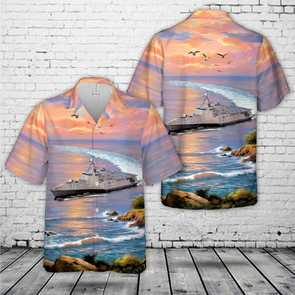 Us Navy Hawaiian Shirt, US Navy USS Coronado (LCS-4) Littoral Combat Ship (LCS) Hawaiian Shirt, Military Hawaiian Shirt