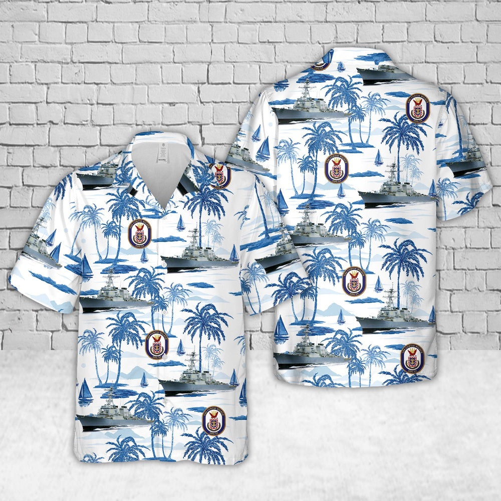 Us Navy Hawaiian Shirt, US Navy USS Curtis Wilbur (DDG-54) Arleigh Burke-class guided missile destroyer Hawaiian Shirt