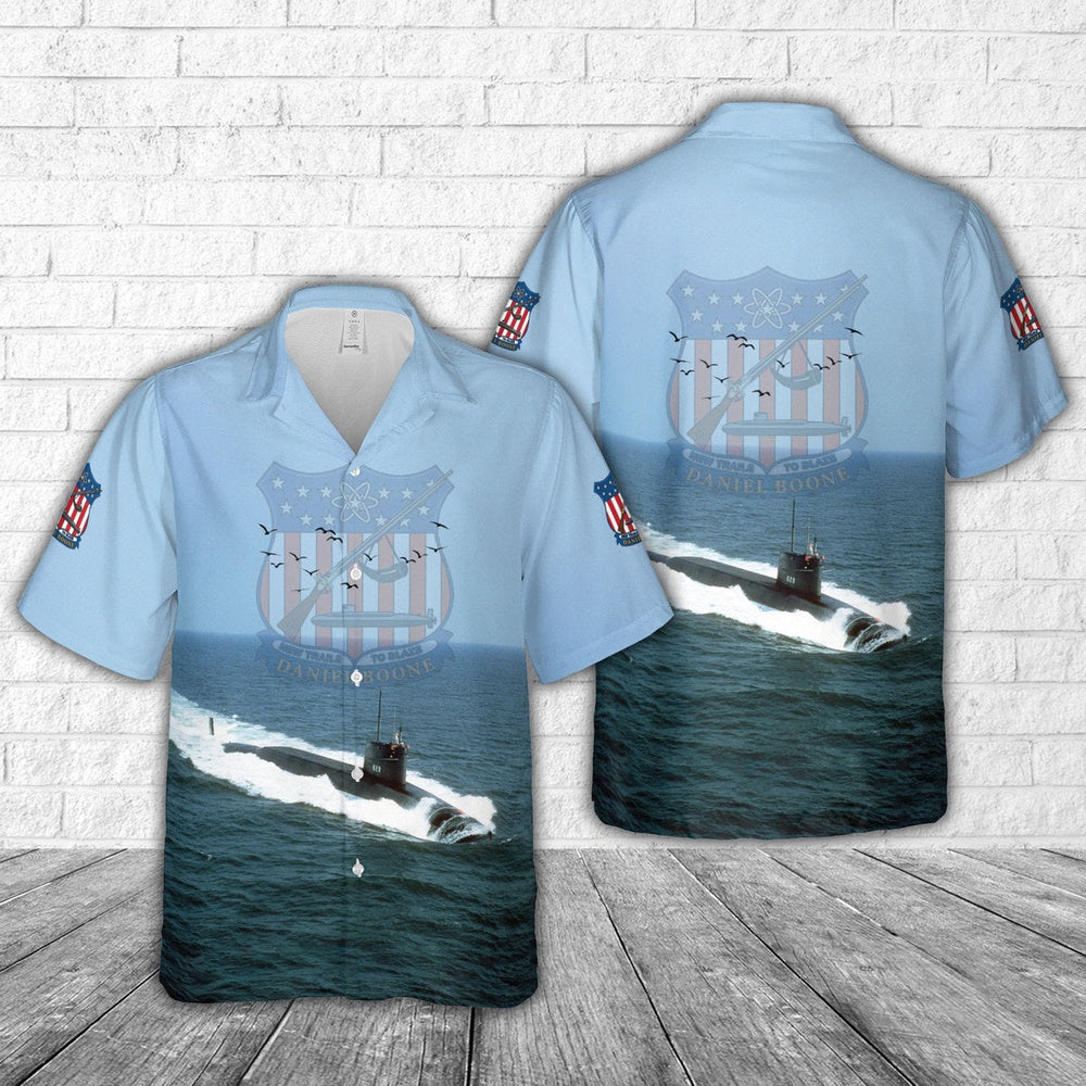 Us Navy Hawaiian Shirt, US Navy USS Daniel Boone (SSBN-629) Hawaiian Shirt, Military Hawaiian Shirt