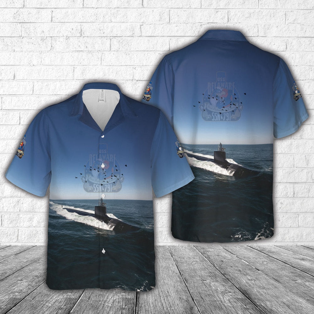 Us Navy Hawaiian Shirt, US Navy USS Delaware (SSN-791) Hawaiian Shirt, Military Hawaiian Shirt