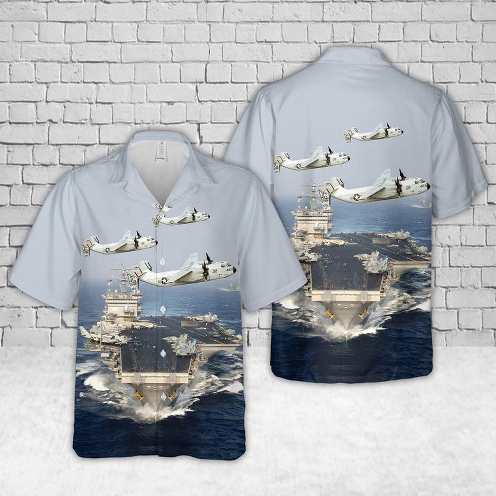 Us Navy Hawaiian Shirt, US Navy USS Enterprise (CVN-65) And C-2A Greyhound Of VRC-50 Hawaiian Shirt