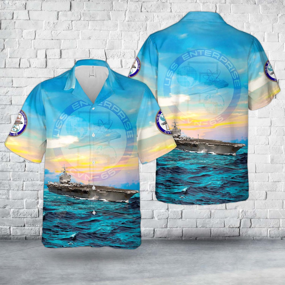 Us Navy Hawaiian Shirt, US Navy USS Enterprise (CVN-65) Hawaiian Shirt, Military Hawaiian Shirt