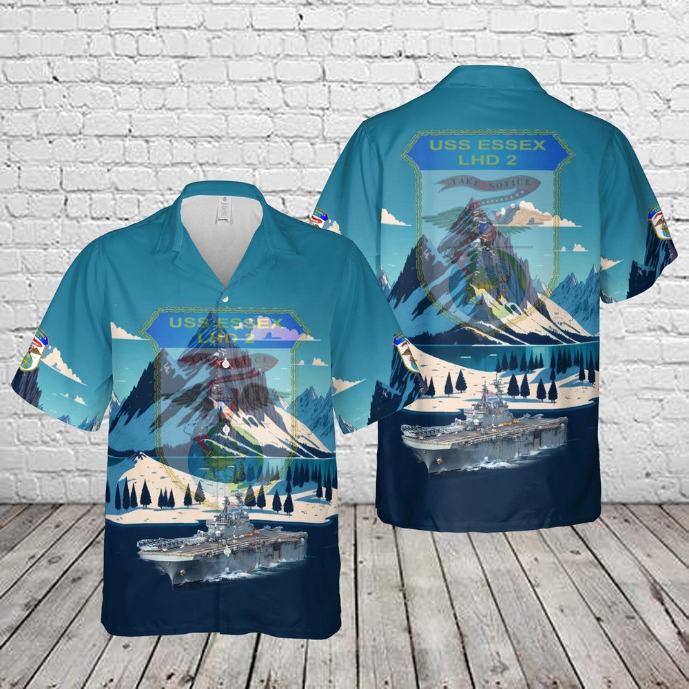 Us Navy Hawaiian Shirt, US Navy USS Essex (LHD-2) Essex Expeditionary Strike Group Hawaiian Shirt, Military Hawaiian Shirt