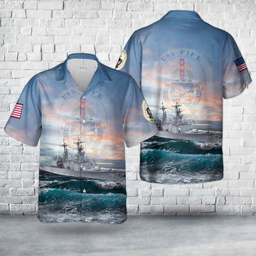 Us Navy Hawaiian Shirt, US Navy USS Fife (DD-991) Hawaiian Shirt, Military Hawaiian Shirt