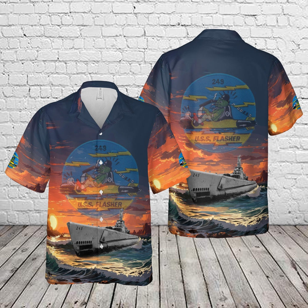 Us Navy Hawaiian Shirt, US Navy USS Flasher (SS-249) Gato-class submarine In WWII Hawaiian Shirt