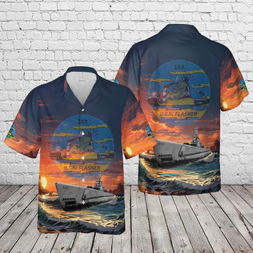 Us Navy Hawaiian Shirt, US Navy USS Flasher (SS-249) Gato-class submarine In WWII Hawaiian Shirt