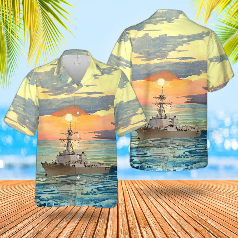 Us Navy Hawaiian Shirt, US Navy USS Forrest Sherman (DDG-98) Arleigh Burke-class Destroyer Hawaiian Shirt