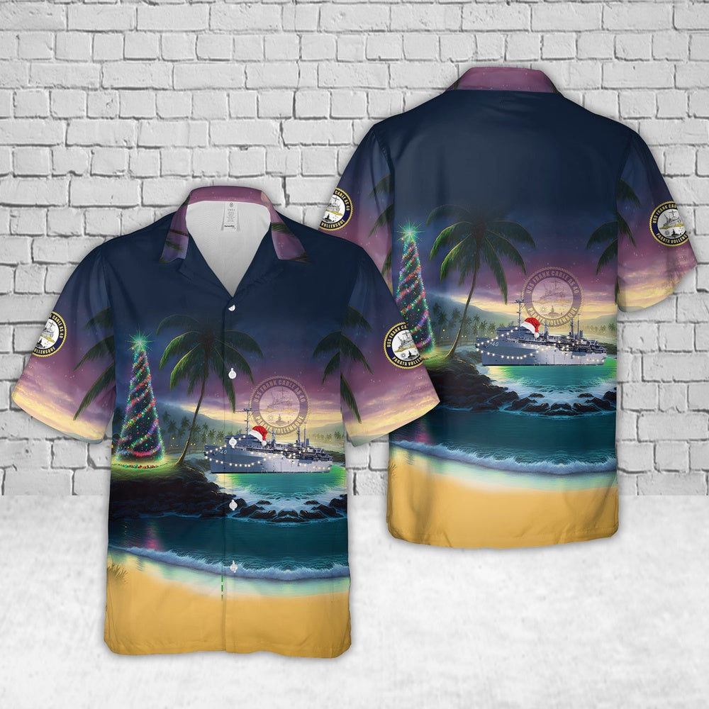 Us Navy Hawaiian Shirt, US Navy USS Frank Cable (AS-40) Christmas Hawaiian Shirt, Military Hawaiian Shirt