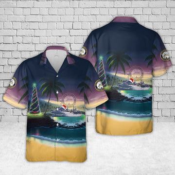 Us Navy Hawaiian Shirt, US Navy USS Frank Cable (AS-40) Christmas Hawaiian Shirt, Military Hawaiian Shirt
