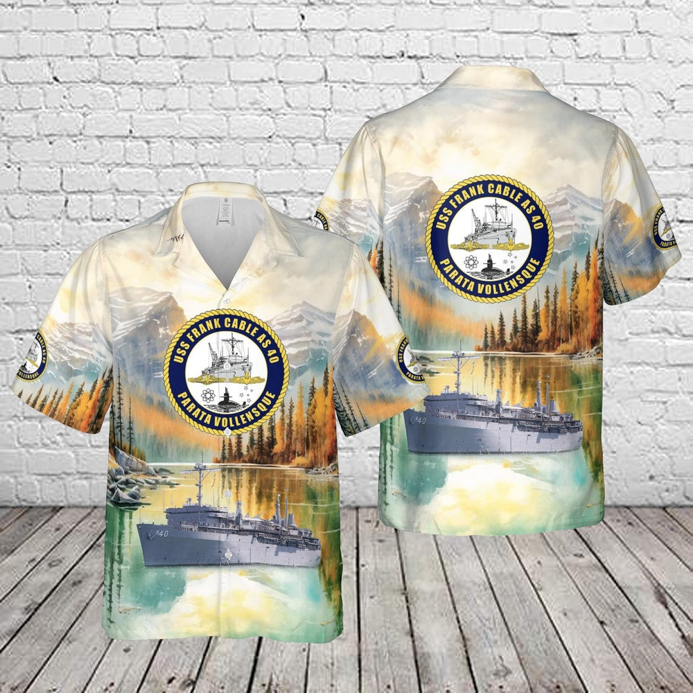 Us Navy Hawaiian Shirt, US Navy USS Frank Cable (AS-40) Hawaiian Shirt, Military Hawaiian Shirt