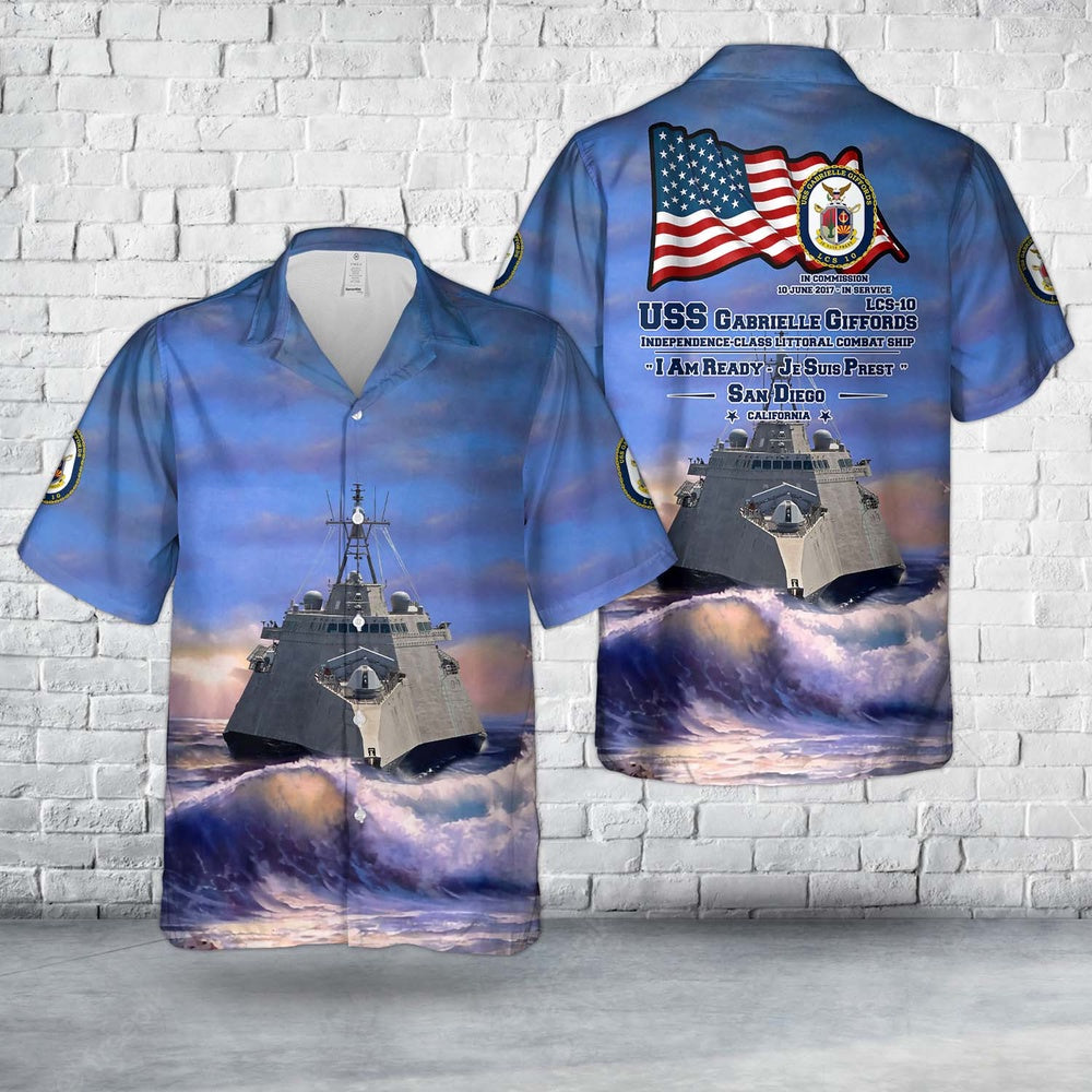 Us Navy Hawaiian Shirt, US Navy USS Gabrielle Giffords (LCS-10) Independence-class littoral combat ship Hawaiian Shirt