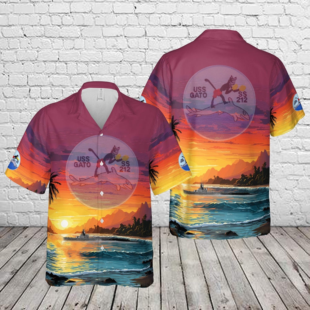 Us Navy Hawaiian Shirt, US Navy USS Gato (SS-212) Gato-class submarine In WWII Hawaiian Shirt, Military Hawaiian Shirt