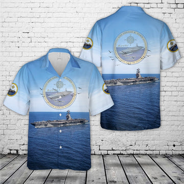 Us Navy Hawaiian Shirt, US Navy USS Gerald R Ford (CVN-78) Hawaiian Shirt, Military Hawaiian Shirt