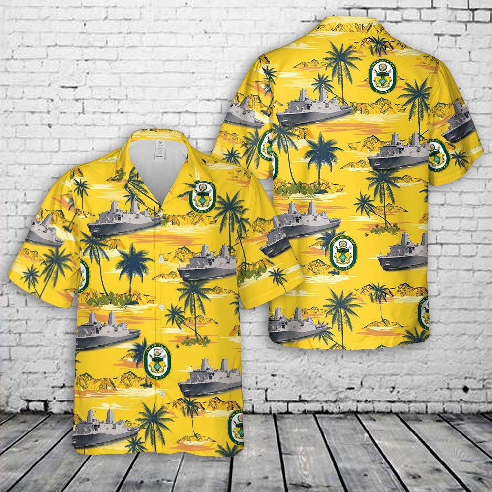 Us Navy Hawaiian Shirt, US Navy USS Green Bay LPD-20 Amphibious Transport Dock Hawaiian Shirt, Military Hawaiian Shirt