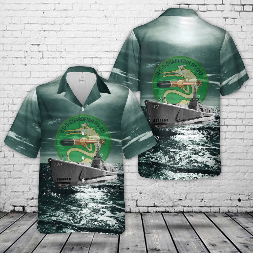 Us Navy Hawaiian Shirt, US Navy USS Guardfish (SS-217) Gato-class submarine In WWII Hawaiian Shirt, Military Hawaiian Shirt