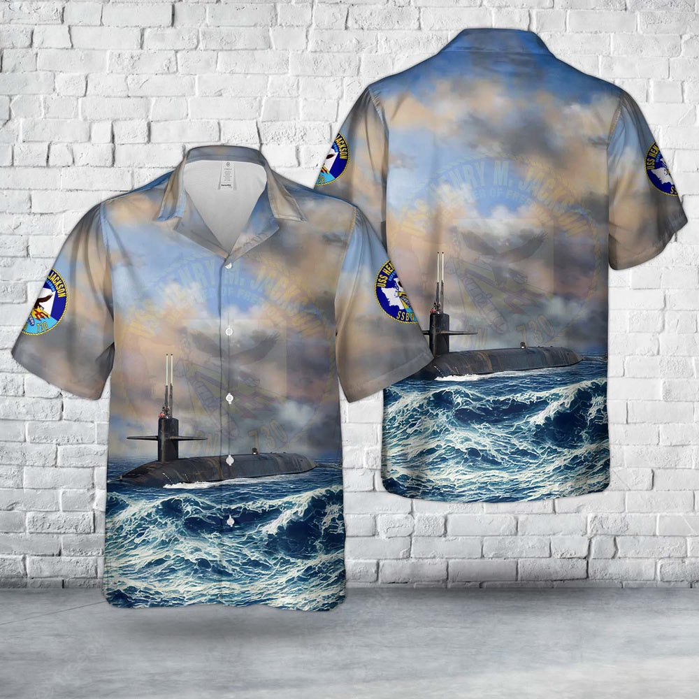Us Navy Hawaiian Shirt, US Navy USS Henry M. Jackson (SSBN-730) Ohio-class submarine Ballistic missile submarines Hawaiian Shirt