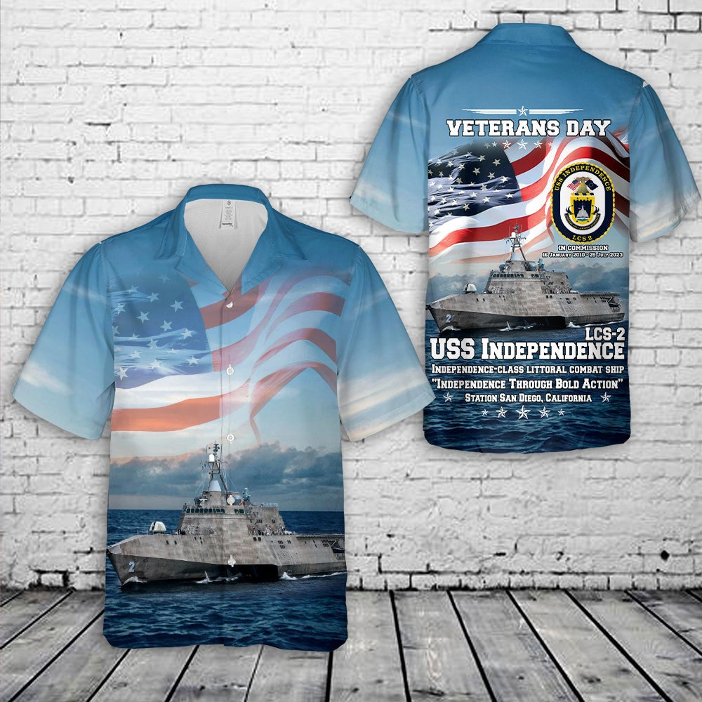 Us Navy Hawaiian Shirt, US Navy USS Independence (LCS-2), Veteran Day Hawaiian Shirt, Military Hawaiian Shirt