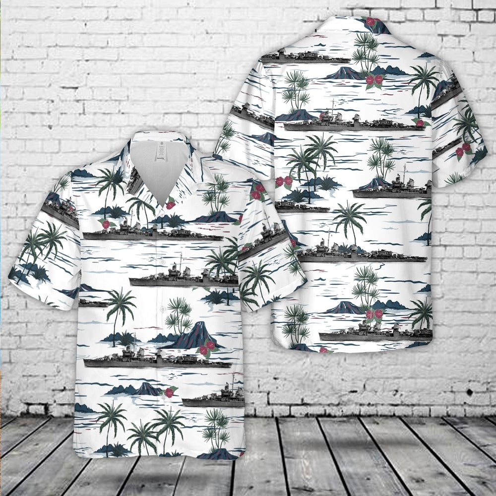 Us Navy Hawaiian Shirt, US Navy USS Jenkins (DD-447) Hawaiian Shirt, Military Hawaiian Shirt