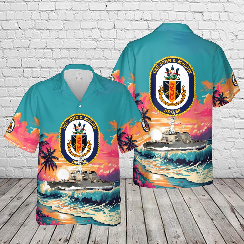 Us Navy Hawaiian Shirt, US Navy USS John S. McCain (DDG-56) Arleigh Burke-class destroyer Hawaiian Shirt