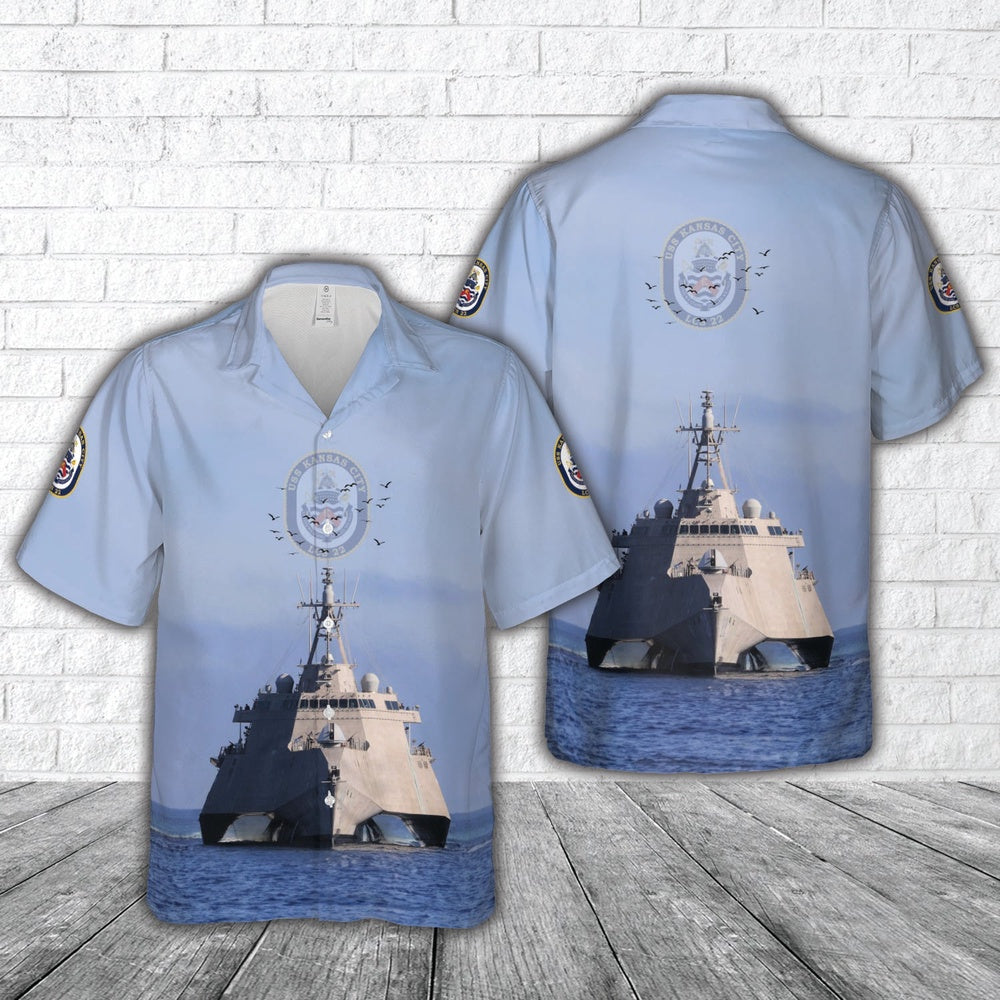 Us Navy Hawaiian Shirt, US Navy USS Kansas City (LCS-22) Independence-class littoral combat ship Hawaiian Shirt