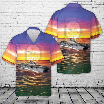 Us Navy Hawaiian Shirt, US Navy USS Kearsarge LHD-3 Amphibious Assault Ship Hawaiian Shirt, Military Hawaiian Shirt