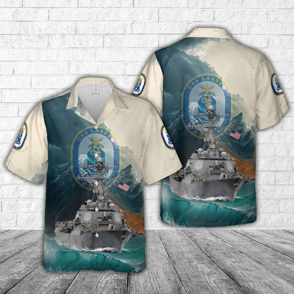 Us Navy Hawaiian Shirt, US Navy USS Lassen (DDG-82) Hawaiian Shirt, Military Hawaiian Shirt