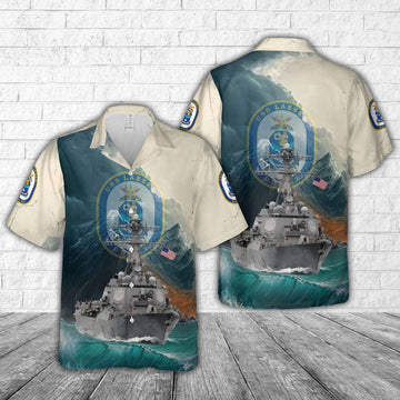 Us Navy Hawaiian Shirt, US Navy USS Lassen (DDG-82) Hawaiian Shirt, Military Hawaiian Shirt