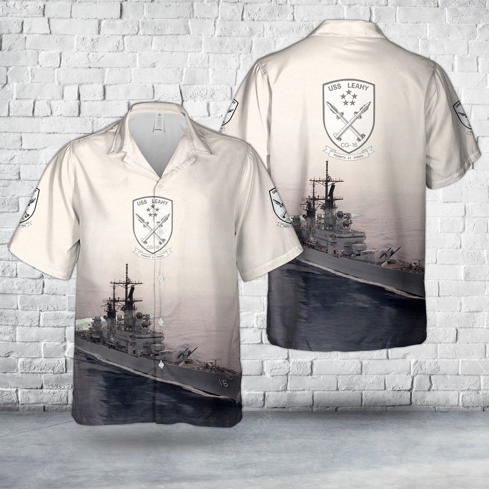 Us Navy Hawaiian Shirt, US Navy USS Leahy (DLGCG-16) Leahy-class cruiser Hawaiian Shirt, Military Hawaiian Shirt