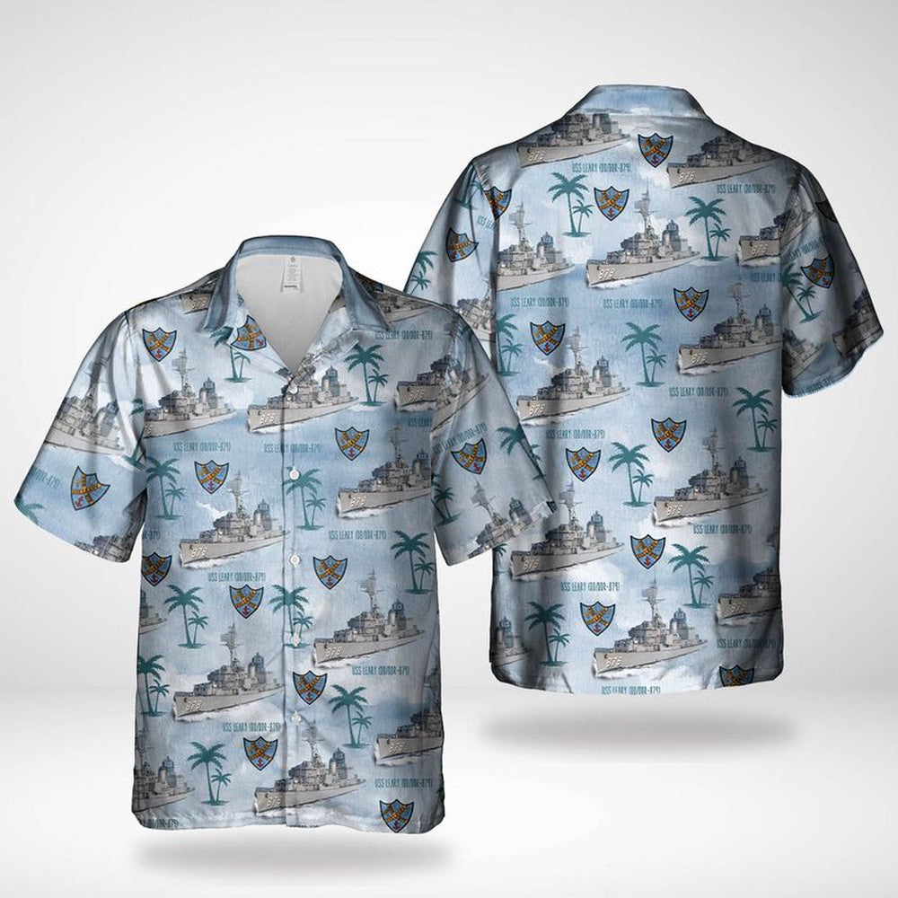 Us Navy Hawaiian Shirt, US Navy USS Leary DDDDR879 Home Run Hawaiian Shirt, Military Hawaiian Shirt