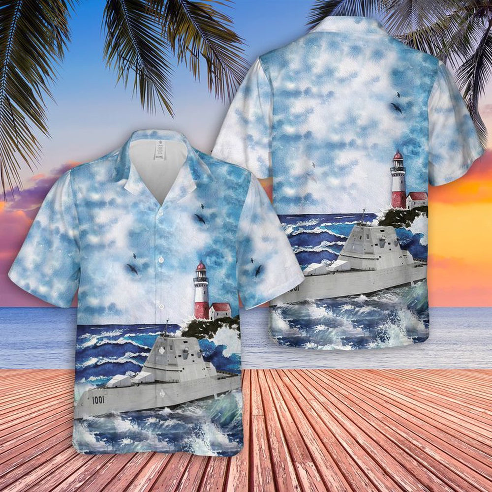 Us Navy Hawaiian Shirt, US Navy USS Michael Monsoor (DDG-1001) Hawaiian Shirt, Military Hawaiian Shirt