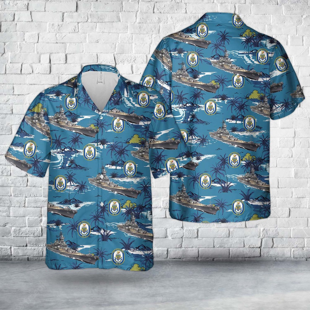 Us Navy Hawaiian Shirt, US Navy USS Missouri (BB-63) Hawaiian Shirt, Military Hawaiian Shirt