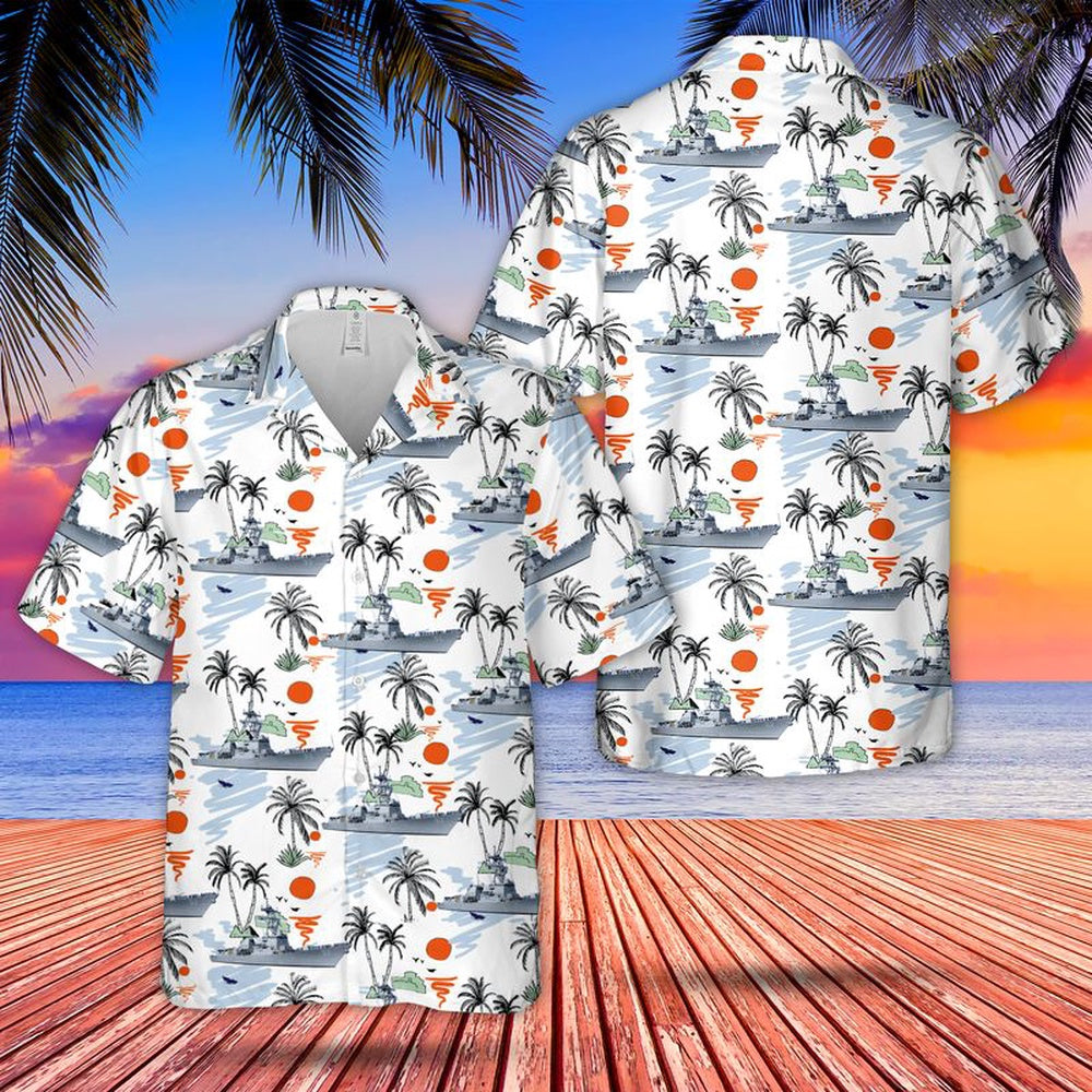 Us Navy Hawaiian Shirt, US Navy USS Momsen (DDG-92) Arleigh Burke-class Destroyer Hawaiian Shirt