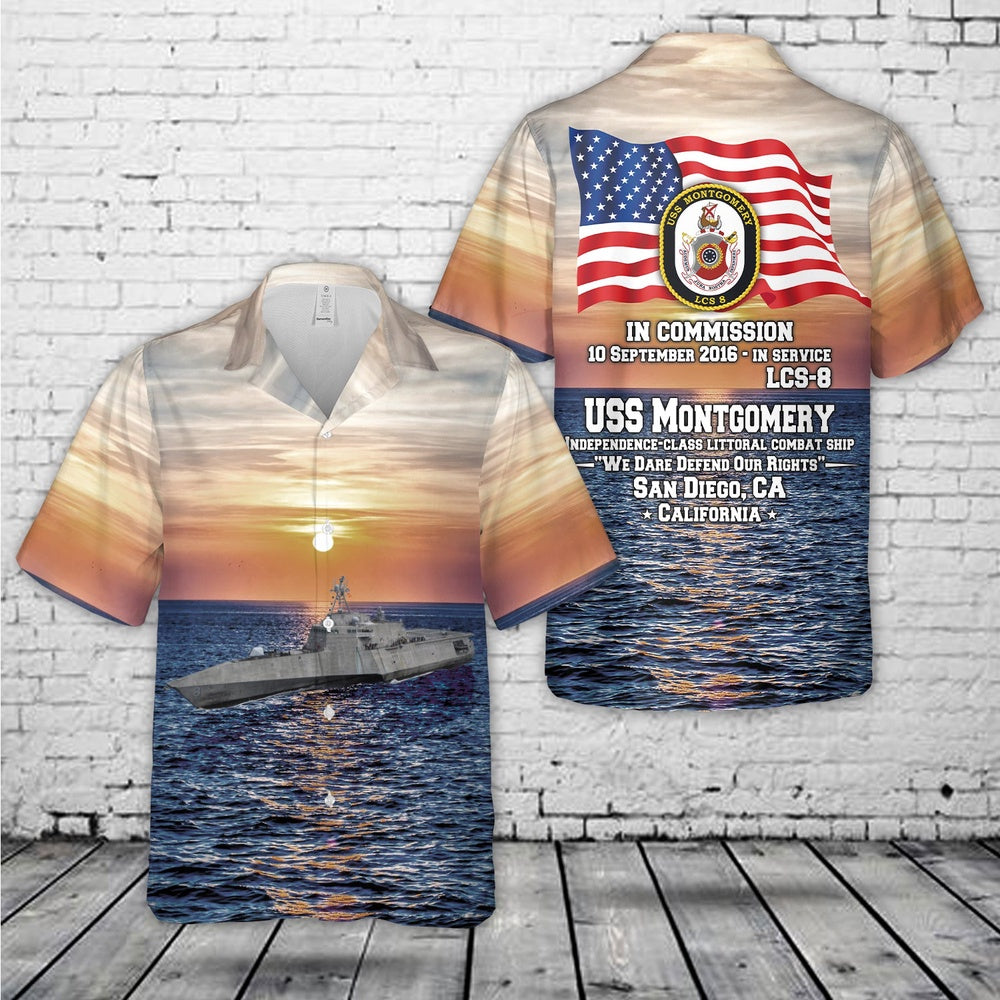 Us Navy Hawaiian Shirt, US Navy USS Montgomery (LCS-8) Independence-class littoral combat ship Hawaiian Shirt