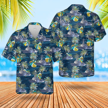 Us Navy Hawaiian Shirt, US Navy USS Mustin (DDG-89) Arleigh Burke-class Destroyer Hawaiian Shirt