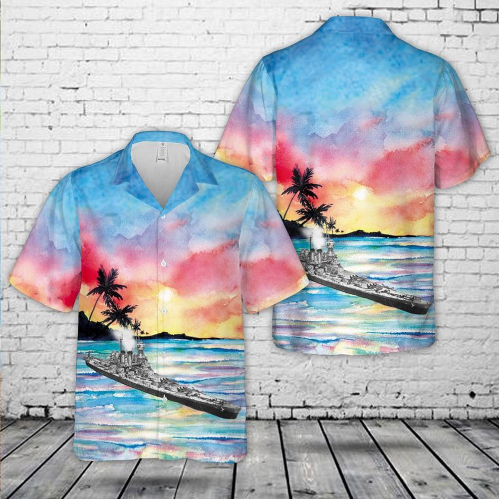 Us Navy Hawaiian Shirt, US Navy USS North Carolina (BB-55) Hawaiian Shirt, Military Hawaiian Shirt
