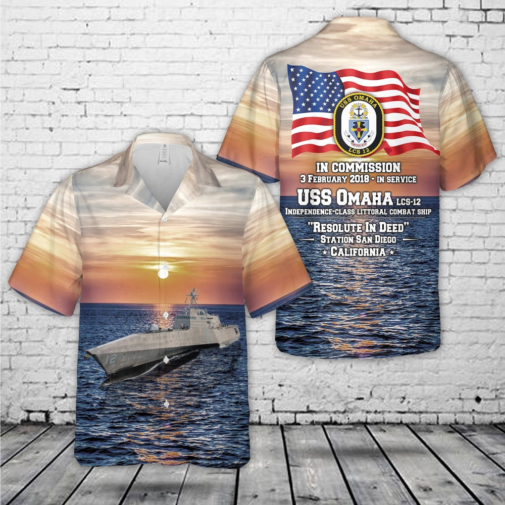 Us Navy Hawaiian Shirt, US Navy USS Omaha (LCS-12) Independence-class littoral combat ship Hawaiian Shirt