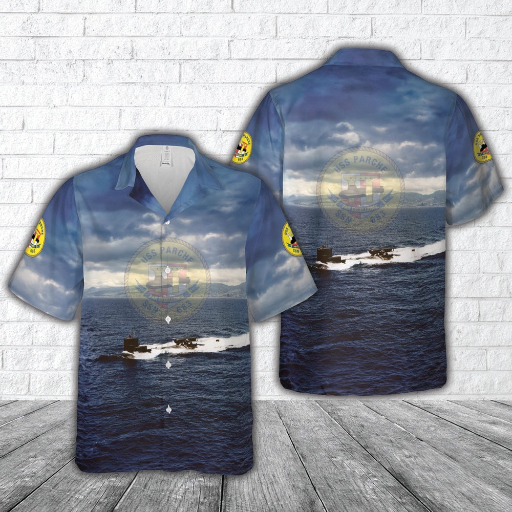 Us Navy Hawaiian Shirt, US Navy USS Parche (SSN-683) Hawaiian Shirt, Military Hawaiian Shirt