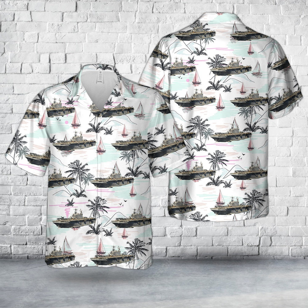 Us Navy Hawaiian Shirt, US Navy USS Peleliu LHA-5 Amphibious Assault Ship Hawaiian Shirt, Military Hawaiian Shirt