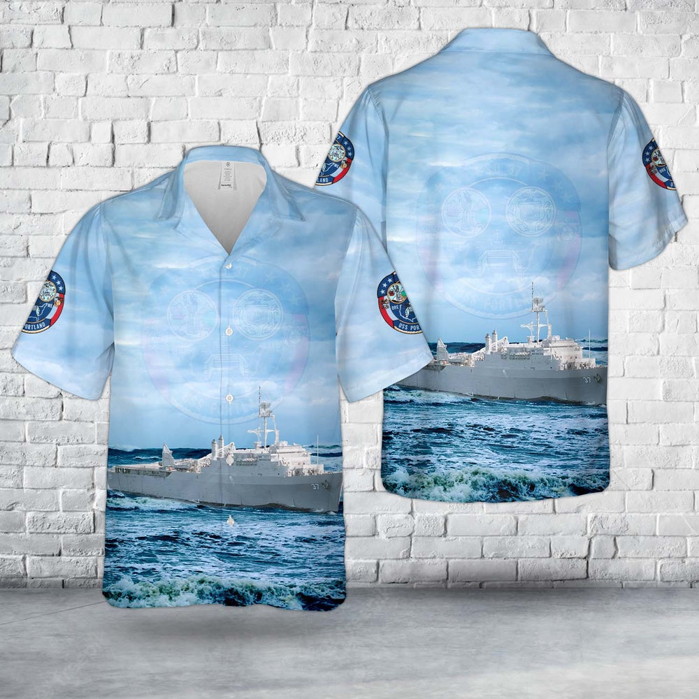 Us Navy Hawaiian Shirt, US Navy USS Portland (LSD-37) Hawaiian Shirt, Military Hawaiian Shirt