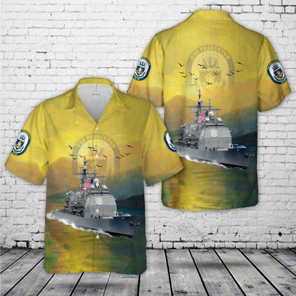 Us Navy Hawaiian Shirt, US Navy USS Princeton (CG-59) Ticonderoga-class guided missile cruiser Hawaiian Shirt
