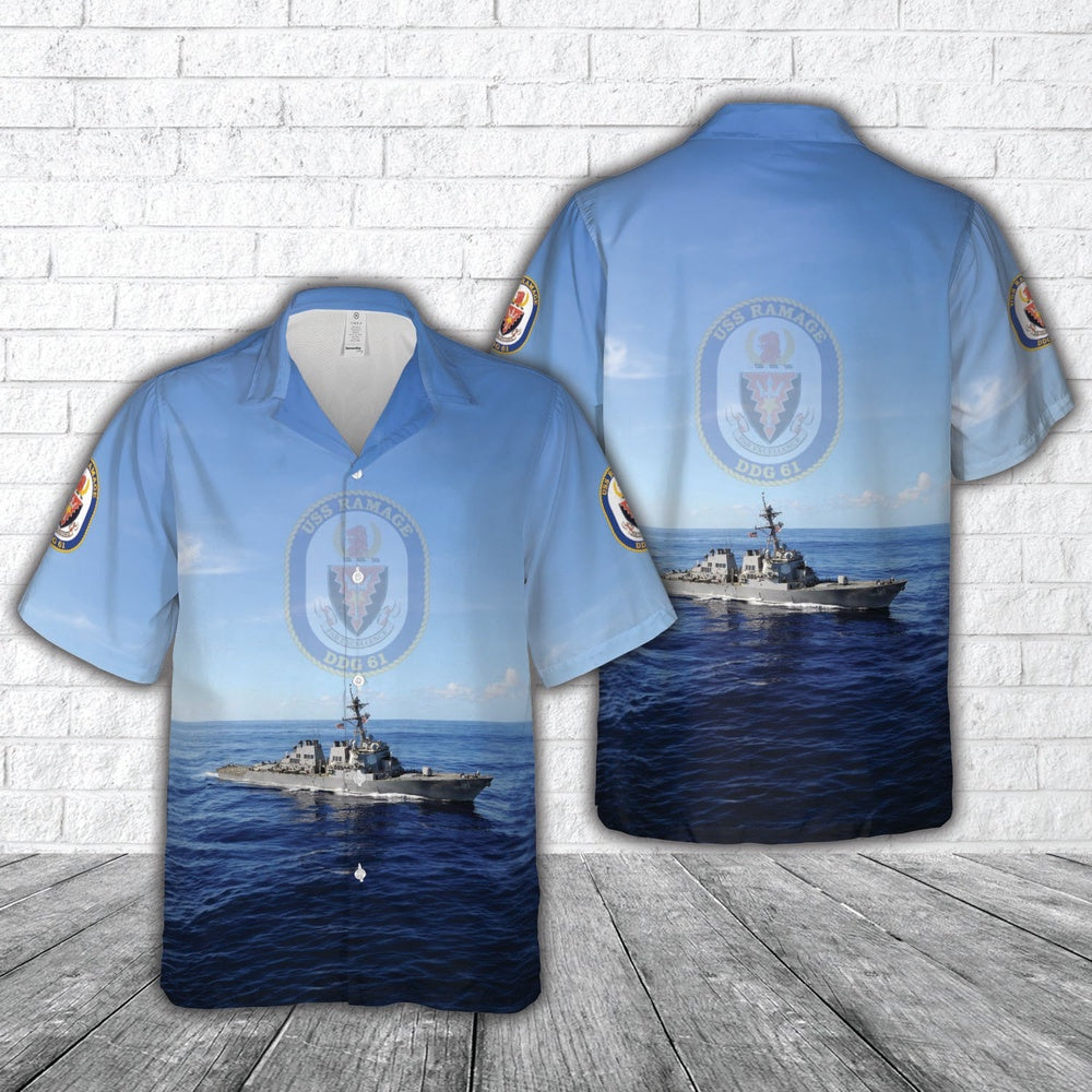 Us Navy Hawaiian Shirt, US Navy USS Ramage DDG-61 Hawaiian Shirt, Military Hawaiian Shirt