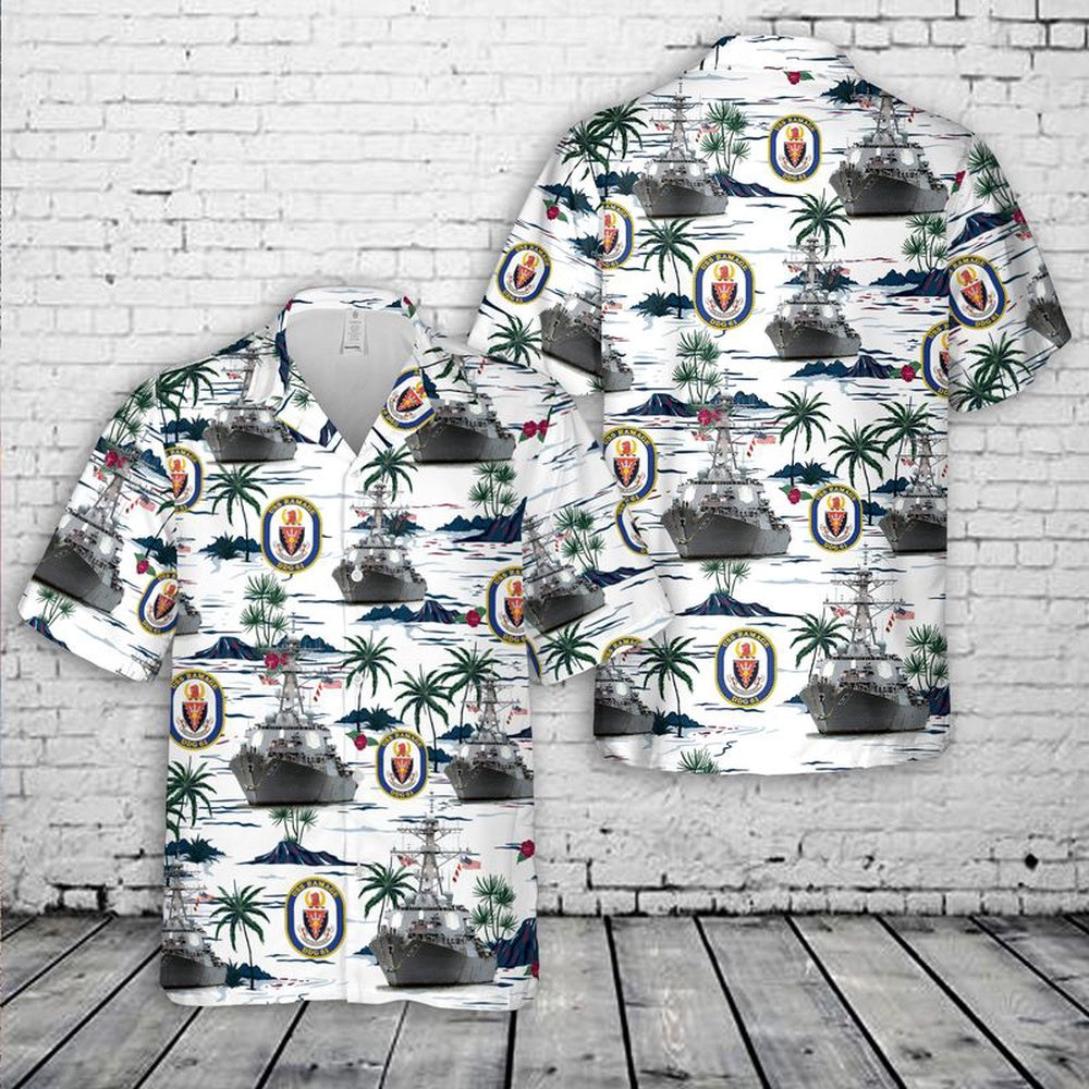 Us Navy Hawaiian Shirt, US Navy USS Ramage (DDG-61) Hawaiian Shirt, Military Hawaiian Shirt
