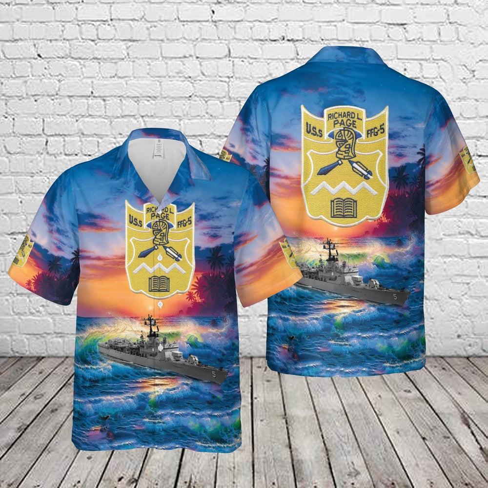 Us Navy Hawaiian Shirt, US Navy USS Richard L Page (FFG-5) Hawaiian Shirt, Military Hawaiian Shirt