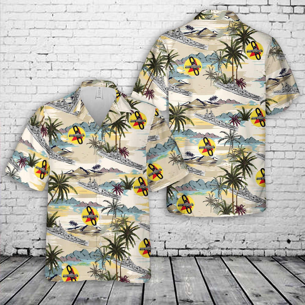 Us Navy Hawaiian Shirt, US Navy USS Rochester (CA-124) Hawaiian Shirt, Military Hawaiian Shirt