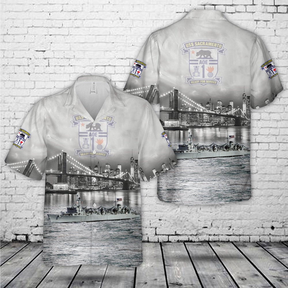 Us Navy Hawaiian Shirt, US Navy USS Sacramento (AOE-1) Hawaiian Shirt, Military Hawaiian Shirt