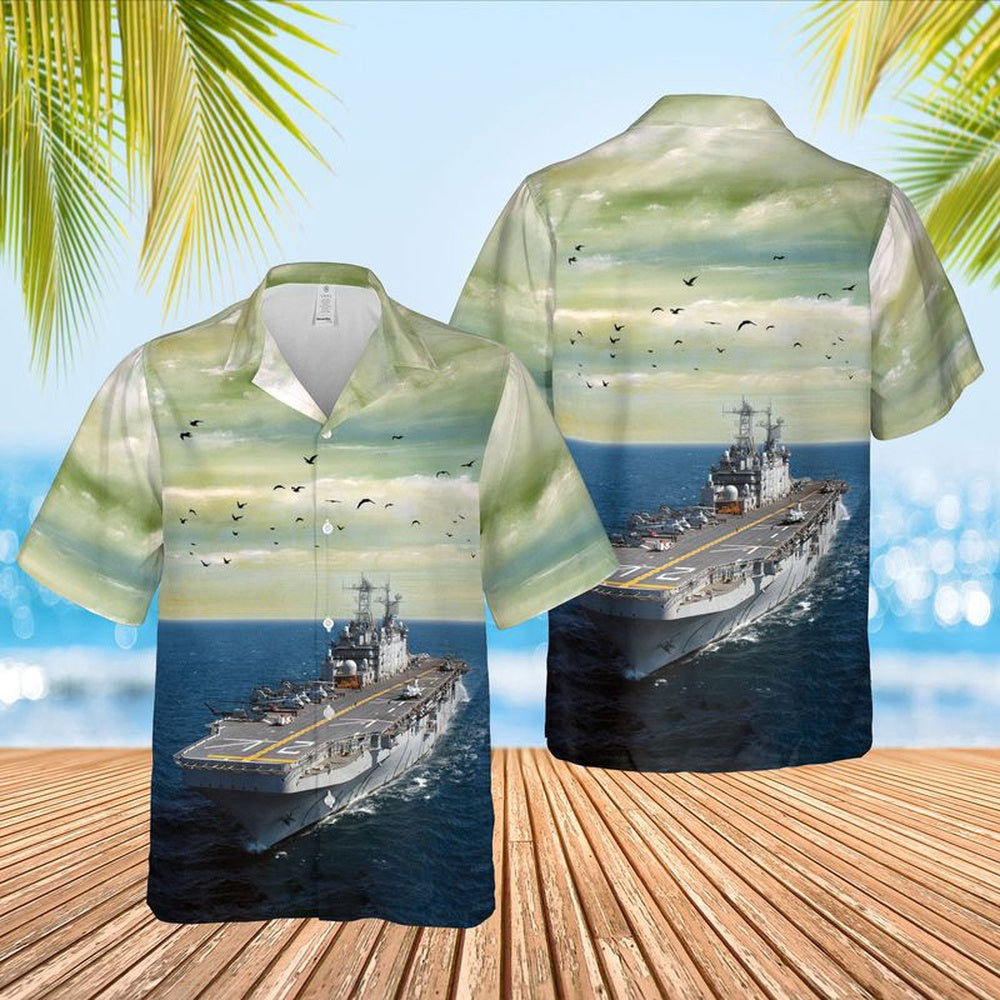 Us Navy Hawaiian Shirt, US Navy USS Saipan (LHA-2) Hawaiian Shirt, Military Hawaiian Shirt