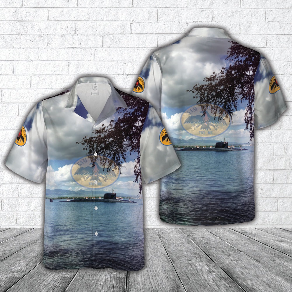Us Navy Hawaiian Shirt, US Navy USS Sam Houston (SSBN-609) Hawaiian Shirt, Military Hawaiian Shirt